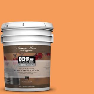 BEHR Premium Plus Ultra 5 gal. #P220 6 Bergamot Orange Matte Interior Paint 175305