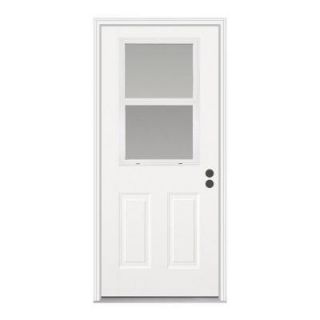 JELD WEN 32 in. x 80 in. Venting 1/2 Lite Primed Premium Steel Prehung Front Door with Brickmould THDJW191100001