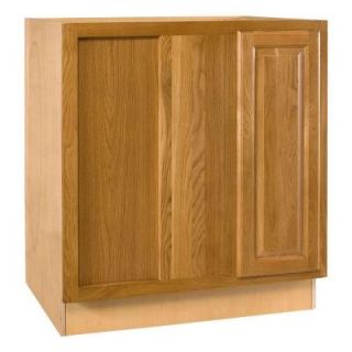 Home Decorators Collection Assembled 39x34.5x24 in. Base Blind Corner Left with Full Height Door in Weston Light Oak BBCU39L WLO