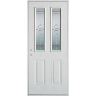 Stanley Doors 36 in. x 80 in. Traditional Brass 2 Lite 2 Panel Prefinished White Right Hand Inswing Steel Prehung Front Door 1103SSL2 S 36 R