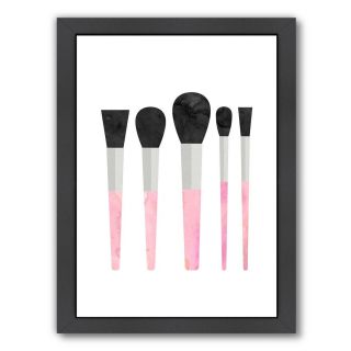 Pink Makeup Brushes Framed Graphic Art by Americanflat