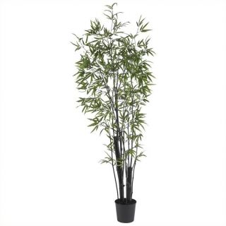 Nearly Natural 6' Black Bamboo Silk Tree in Green   5164