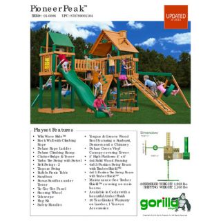 Gorilla Playsets Pioneer Peak Swing Set with Wood Roof Canopy