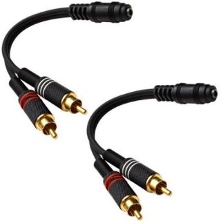 Seismic Audio Pair Female 1/8" (3.5mm) to Male RCA Patch Cable   For iPhone, iPod, Laptop, etc   SA i2RM1E 2Pack
