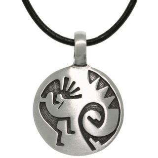 Carolina Glamour Collection Pewter/ Leather Etched Kokopelli Necklace