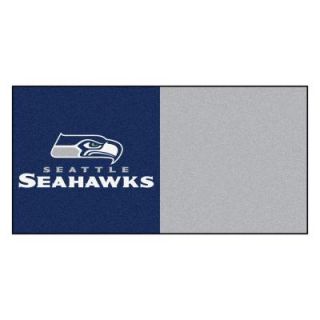 FANMATS NFL   Seattle Seahawks Navy and Grey Nylon 18 in. x 18 in. Carpet Tile (20 Tiles/Case) 8572