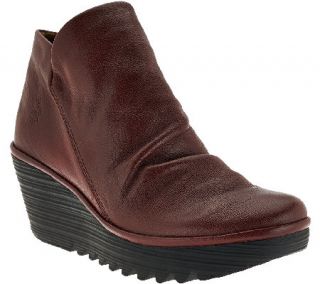 FLY London Leather Ruched Ankle Boots   Yip —