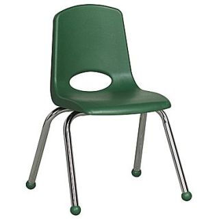 ECR4Kids 14(H) Plastic Stack Chair With Chrome Legs & Ball Glides, Green