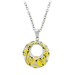 Inox Stainless Steel Yellow Swirls Necklace