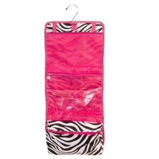 Black Pink Zebra Hanging Travel Makeup Cosmetic Case Accessory Organizer Bag