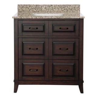 Bramerton 31 in. Vanity in Dark Espresso with Granite Vanity Top in Mohave Beige with White Basin BTEVT3122D