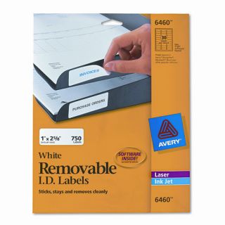 Avery Consumer Products Removable Inkjet/Laser I.D. Labels, 750/Pack