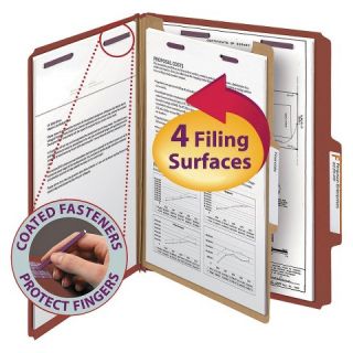 Smead® Four Section Pressboard Classification Folders with Self Tab
