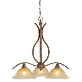 Swoop 3 Light Chandelier with Crystal Glass Shade by Toltec Lighting