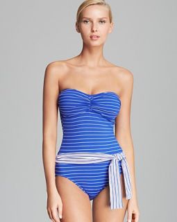 Tommy Bahama Mingling Stripes Shirred Bandeau One Piece Swimsuit