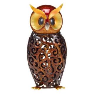 DecoFLAIR 6 in. Lighted Nightlite Hand Crafted Bronze Metal Owl Luminary Table Lamp DFA1671