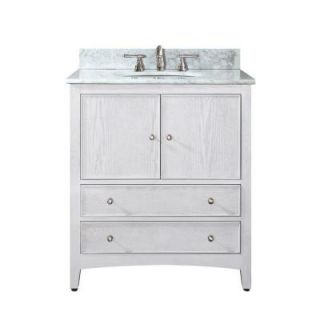 Avanity Westwood 31 in. W x 22 in. D x 35 in. H Vanity in New Walnut with Marble Vanity Top in Carrera White and White Basin WESTWOOD VS30 WW C