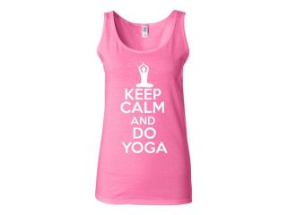 Junior Keep Calm and Do Yoga Exercise Graphic Design Statement Sleeveless Tank Top