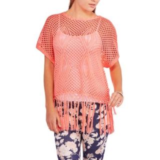 No Boundaries Juniors Fringed Poncho