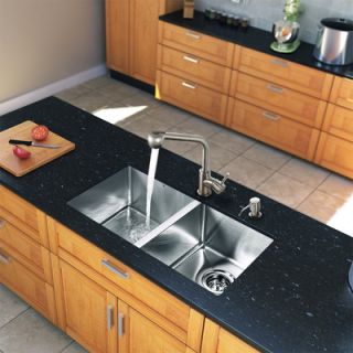 Vigo 29.25 x 18.5 Zero Radius Double Bowl Kitchen Sink with Faucet