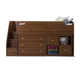 South Shore Mobby Twin Storage Loft Bed with Chest in Morgan Cherry   9055B3