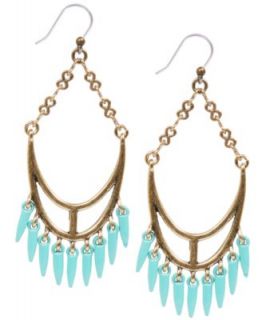 Lucky Brand Gold Tone Turquoise Spike Chandelier Earrings