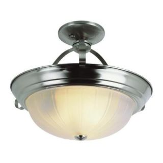 Bel Air Lighting Cabernet Collection 2 Light Brushed Nickel Semi Flush Mount Light with White Frosted Melon Shade 13211 BN
