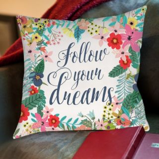 Follow Your Dreams Cotton Throw Pillow by Americanflat