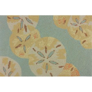 Homefires Sand Dollars by the Sea Blue/Gold Indoor/Outdoor Area Rug