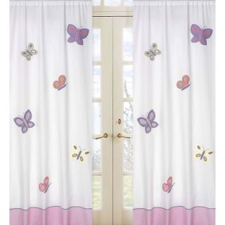 Pink and Purple Butterfly 84 inch Curtain Panel Pair  