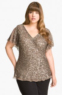 Adrianna Papell Sequin Chiffon Top (Plus Size)