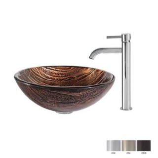 Kraus Gaia Glass Vessel Sink and Ramus Faucet Satin Nickel