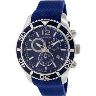 Nautica Mens Nst 600 N19602G Blue Rubber Swiss Quartz Watch with Blue