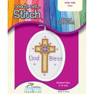 Cross Mini Counted Cross Stitch Kit 2 3/4 Inch Oval 18 Count