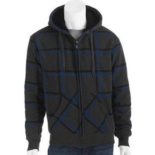 Men's Printed Plaid Fleece Jacket with Sherpa Lining