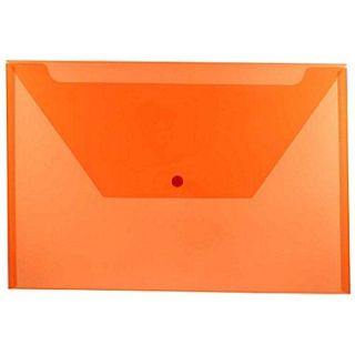 JAM Paper Snap Plastic Envelope, Legal Size, 9.75 x 14.5, Orange, 12/Pack (219S0or)