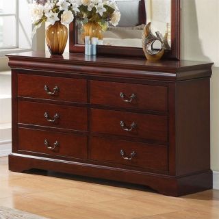 Standard Furniture Lewiston 6 Drawer Dresser in Deep Brown Finish   80409