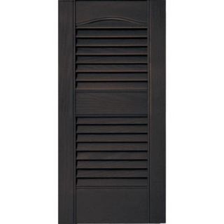 Builders Edge 12 in. x 25 in. Louvered Vinyl Exterior Shutters Pair #010 Musket Brown 010120025010