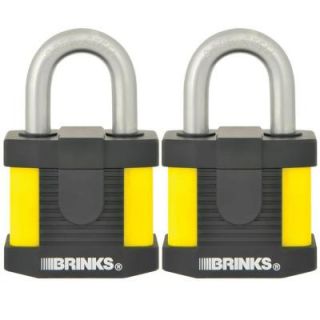 Brinks Home Security 50 mm Laminated Steel Commercial Padlock with Weather Resistance (2 Pack) 672 50251