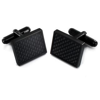 Crucible Black plated Stainless Steel Black Carbon Fiber Cuff Links
