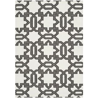 Transitional Safavieh Handwoven Moroccan Dhurrie Ivory/ Gray Wool Rug