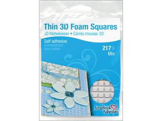 Thin 3D Foam Self Adhesive Squares 217/Pkg 63 1x11x12mm, 154 1x6.35x6.35mm