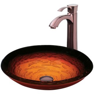 VIGO Glass Sink and Vessel Faucet Set Magma Glass Vessel Bathroom Sink with Faucet (Drain Included)