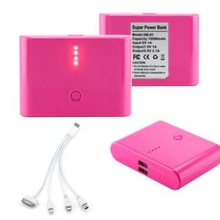 12000mAh Universal Power Bank Backup External Battery Pack Portable USB Charger For Tablet Smartphone iPhone 6 6S 6+ iPad Air Mini Tab S S2 Galaxy S6 Edge Plus S5 S4 Note 5 4   hot pink