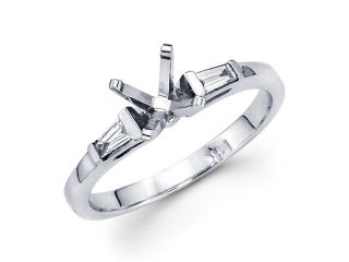 Diamond Engagement Ring 14k White Gold Tapered Baguette (0.12 CTW)