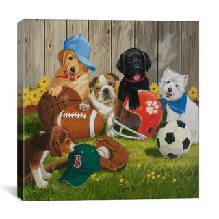 Lets Play Ball (Puppies) Canvas Wall Art by William Vanderdasson by