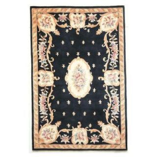 Kas Rugs Classy Aubusson Black 5 ft. 3 in. x 8 ft. Area Rug RUB890153X8