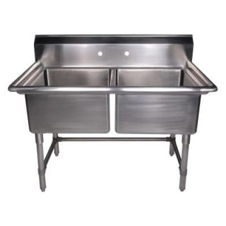 Whitehaus Collection Noah's Collection Freestanding Stainless Steel 471/2 in. 2 Hole Double Bowl Kitchen Sink in Brushed Stainless Steel WHLSDB4020 BSS