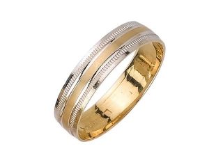 Flat Surface Fancy Women's 5 mm 14K Two Tone Gold Wedding Band