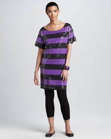 Joan Vass Sequined Tunic & Cropped Jersey Leggings